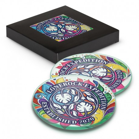 Coasters - Venice Glass Coaster Set of 2 Round - Full Colour